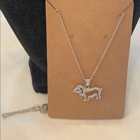 IBB Jewelry - IBB silver tone crystal dog delicate necklace